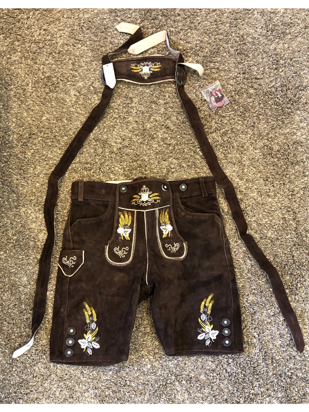 LEDERHOSEN SHORTS SUEDE LEATHER BAVARIAN TRACHTEN MEN Shorts Oktoberfest Size 50